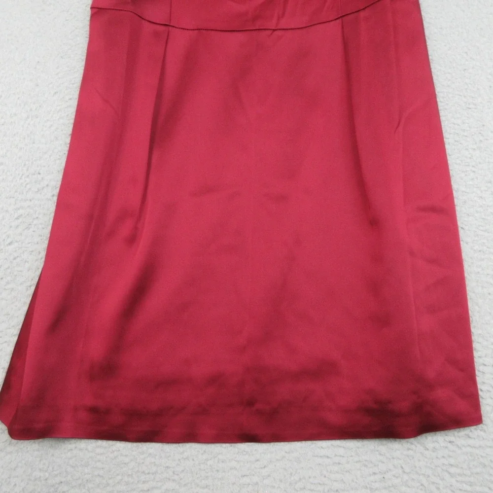 Jones New York Satin Dress Womens 12 Red Short Sleeve Jewel Neck Party Cocktail - Picture 9 of 16